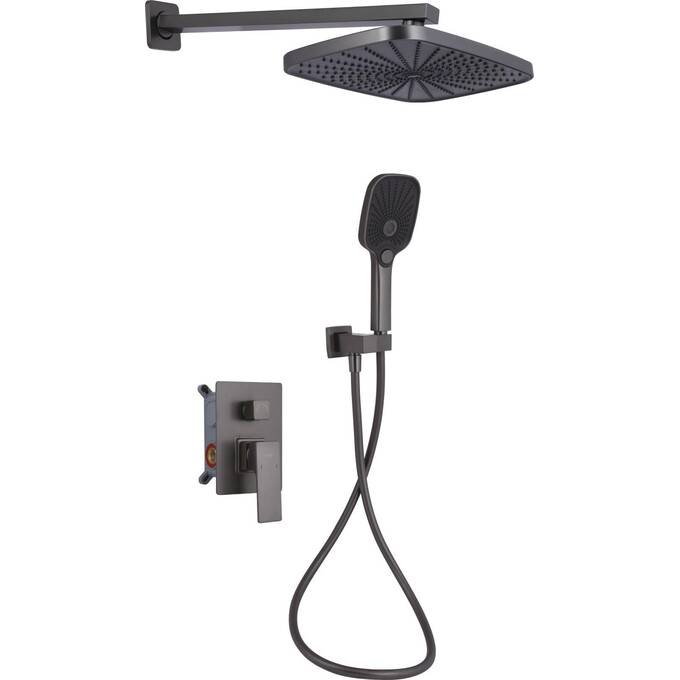 Душова система Qtap Gemini Gunmetal Black QTGEM113GMB45698 (чорний металік, прихованого монтажу), Колір виробника: чорний металік, фото 
