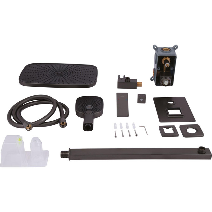 Душова система Qtap Gemini Gunmetal Black QTGEM113GMB45698 (чорний металік, прихованого монтажу), Колір виробника: чорний металік, фото , изображение 13