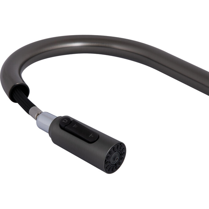Смеситель для кухни Qtap Rozcesti Gunmetal Black QTROZ366GMB45939 (черный металлик, с выдвижной лейкой и подключением питьевой воды), Цвет производителя: черный металлик, фото 6