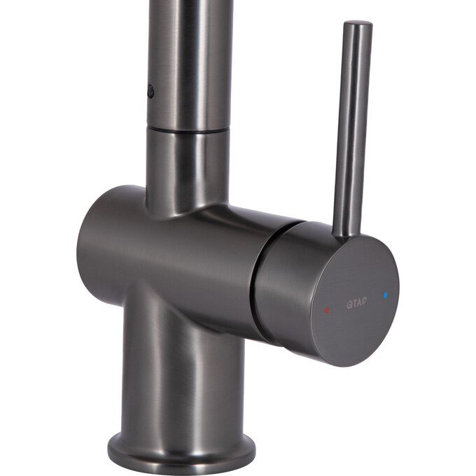 Змішувач для кухні Qtap Rozcesti Gunmetal Black QTROZ367GMB45942 (чорний металік, з висувною лійкою та підключенням питної води), Колір виробника: чорний металік, фото , изображение 4