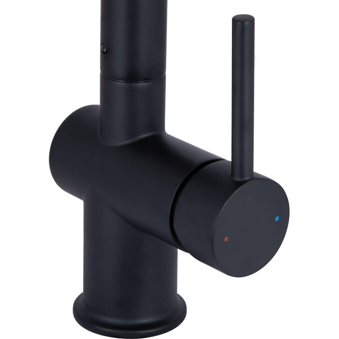 Смеситель для кухни  Qtap Rozcesti Black Matt QTROZ367BLM45943 (черный матовый, с выдвижной лейкой и подключением питьевой воды), Цвет производителя: черный матовый, фото 4