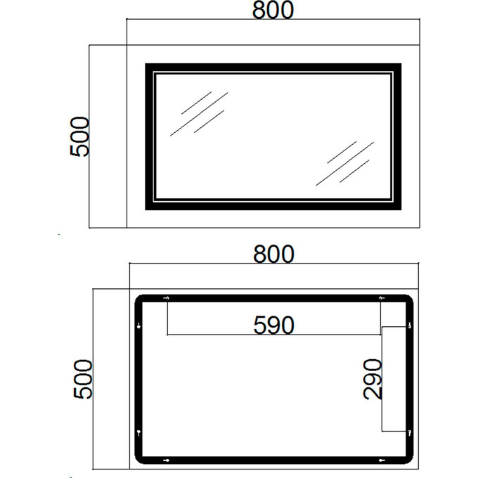 Зеркало для ванной комнаты Qtap Cardinal QT0478C5080 (80x50 см, с подсветкой, антизапотеванием и диммером), Доступные размеры: 80 x 50, фото 12