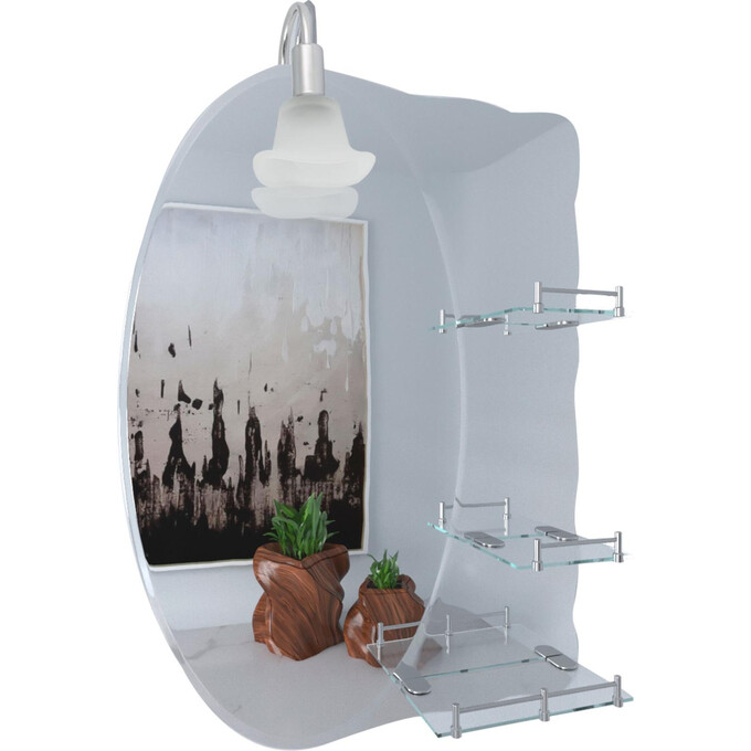 Зеркало для ванной комнаты Lidz Sofi LD78SO6887 (140.07.05, 68x88 см, с 3-мя полками и светильником), фото 