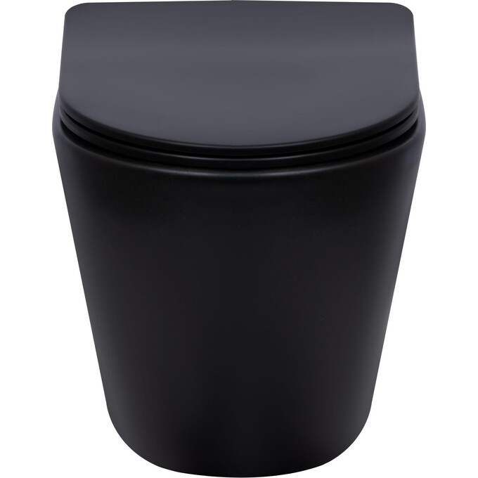 Безободковый подвесной унитаз Qtap Scorpio Ultra Quiet Rimless QT14332380AMB (черный матовый, с сиденьем), фото 3