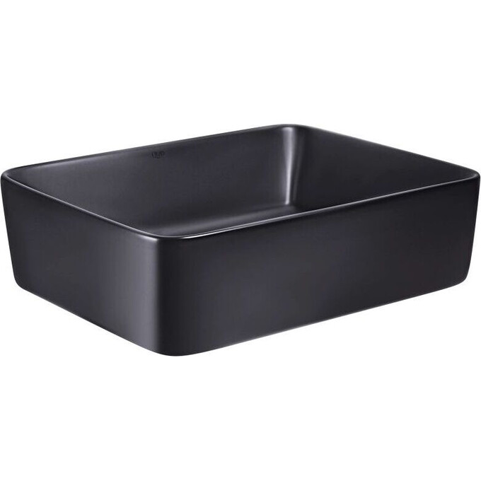 Умивальник Qtap Tern Black Matt QT172074MBMBN47300 (49x38 см, чорний матовий, з донним клапаном), фото , изображение 3