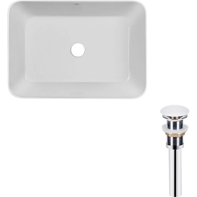 Умывальник Qtap Virgo White Glossy QT18112261WN47305 (49x35 см, белый глянцевый, чаша, с донным клапаном), фото 