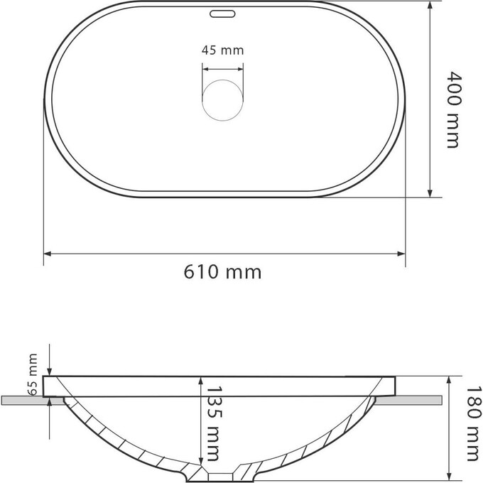Умивальник VBI Gaeta White VBI-018014 (60x40 см), Доступні розміри: 61 x 40, Колір виробника: білий глянець, фото , изображение 4
