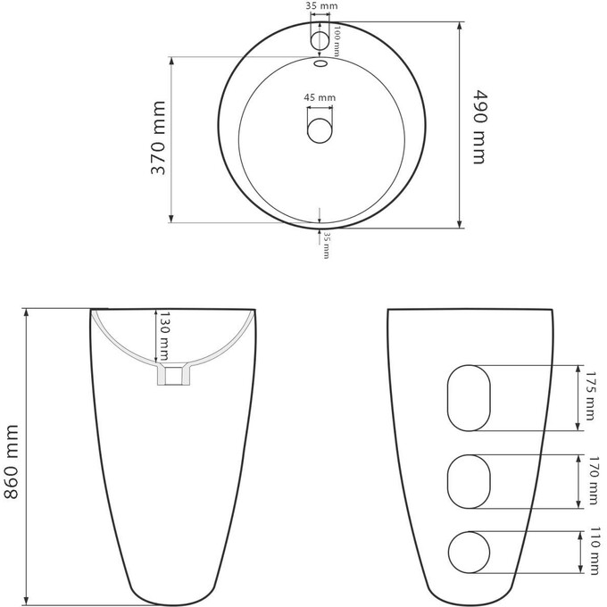 Умивальник VBI Agropoli Black Matt VBI-019004 (49 см, чорний матовий, підлоговий), фото , изображение 5