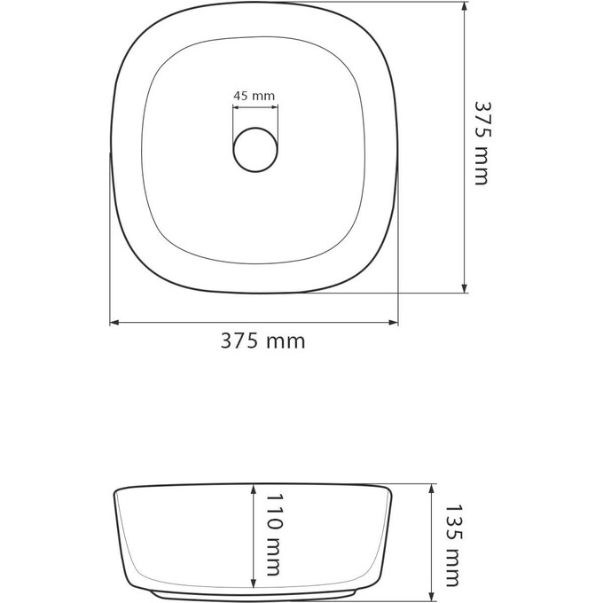 Раковина VBI Arezzo Terracotta Matt VBI-013204 (37x37 см, помаранчева чаша), Доступні розміри: 37 x 37, Колір виробника: помаранчевий, фото , изображение 4