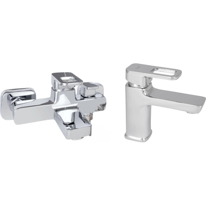 Комплект смесителей 2 в 1 для ванной комнаты Lidz Latwa Chrome LDWAW001CRM4538746363 (LDWAW006CRM45388 + LDWAW001CRM45387), фото 