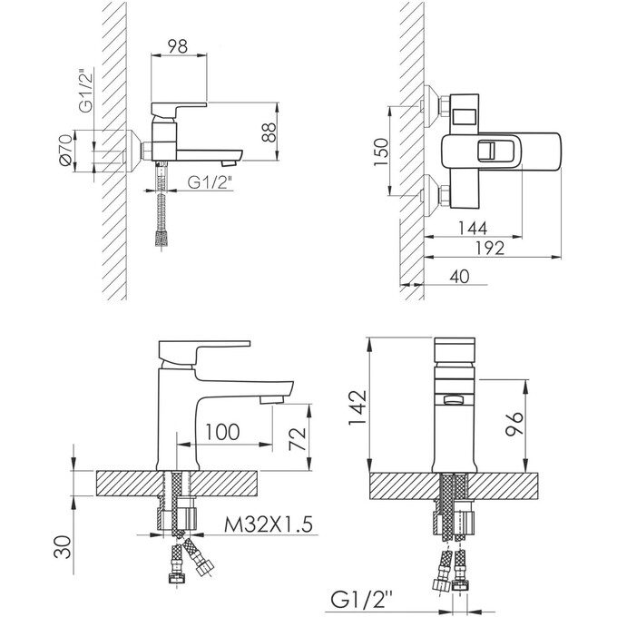 Комплект смесителей 2 в 1 для ванной комнаты Lidz Latwa Chrome LDWAW001CRM4538746363 (LDWAW006CRM45388 + LDWAW001CRM45387), фото 17