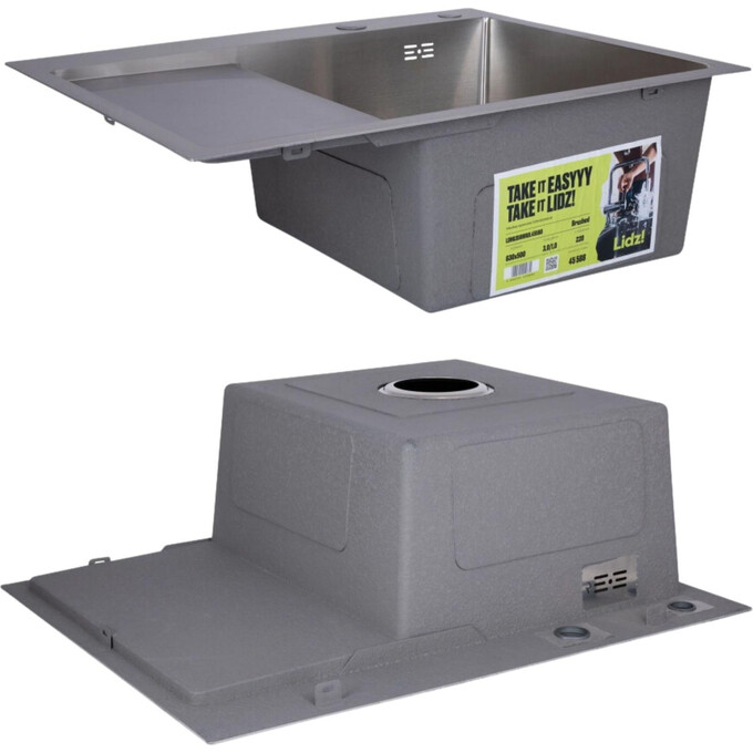 Мойка для кухни Lidz Handmade H6350L Brushed Steel LDH6350BRUL4558847521 (63x50 см, брашированная сталь, 3.0/1.0 мм, с корзиной, сифоном и дозатором), Доступные размеры: 63 x 50 L, Цвет производителя: брашированная нержавеющая сталь, Тип поверхности: brash (брашированная, матовая), фото 2