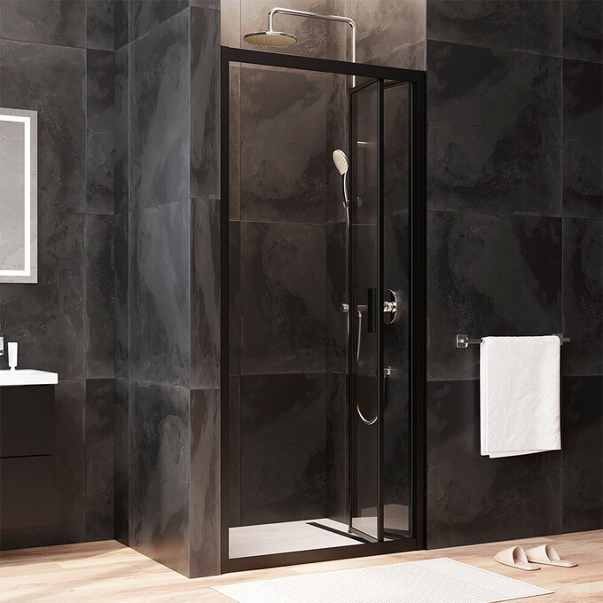 Душевая дверь Am.Pm Gem Solo Fold W90UG-090-1F-195BT (90 см, стекло прозрачное, профиль черный матовый), Доступные размеры: 90, Цвет производителя: черный матовый, фото 4