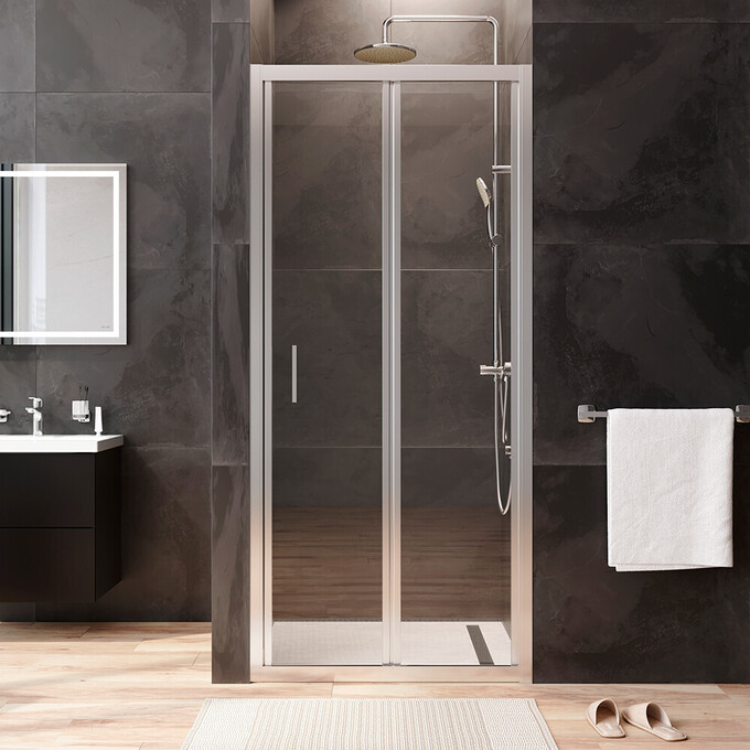 Душевая дверь Am.Pm Gem Solo Fold W90UG-090-1F-195MT (90 см, стекло прозрачное, профиль хром матовый), Доступные размеры: 90, Цвет производителя: сатин (хром матовый), фото 3