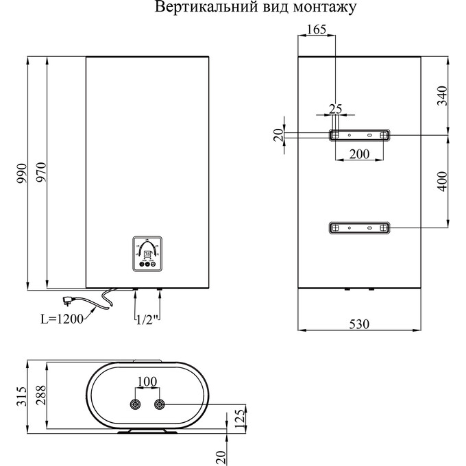 Бойлер Kroner Flacher K80F2-D (80 л, 2000 Вт, сухой ТЭН), Объем: 80, фото 7