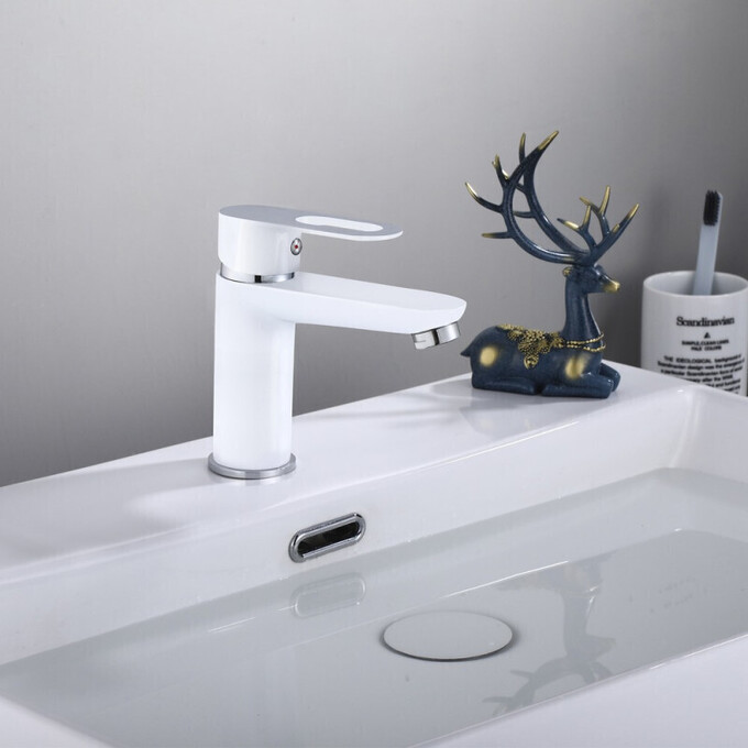 Комплект смесителей 2 в 1 для ванной комнаты Lidz Latwa White/Chrome LDLAT001WHI4542346361 ( LDLAT010WHI45426 + LDLAT001WHI45423, белый/хром), фото 2