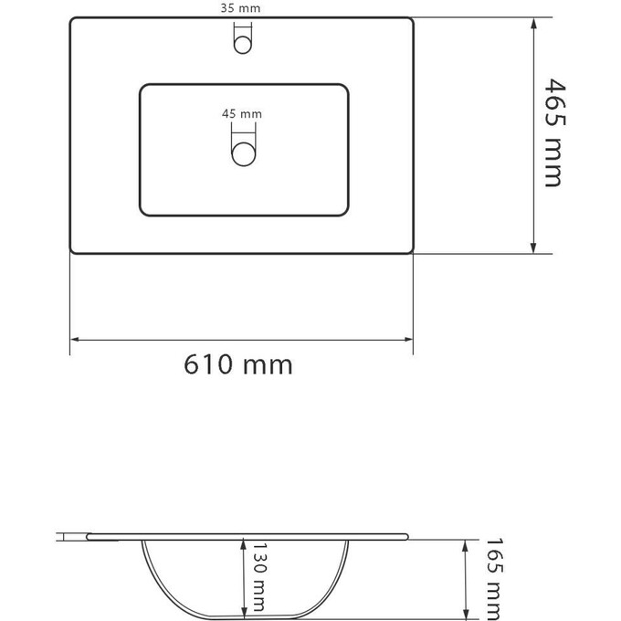 Умивальник VBI Ferrara 60 White VBI-018010 (61x46 см, з крилом), Доступні розміри: 61 x 46, Колір виробника: білий, фото , изображение 4