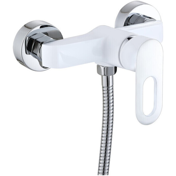 Смеситель для душа Lidz Latwa 010 White/Chrome LDLAT010WHI45426 (белый/хром, с лейкой и шлангом), фото 