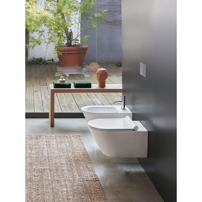 Безободковый подвесной унитаз Catalano Zero 55 NewFlush 0111550001+5SCSTP000+9056060000 (белый глянец, воронкообразный, с сиденьем), Цвет производителя: белый глянец, фото 4