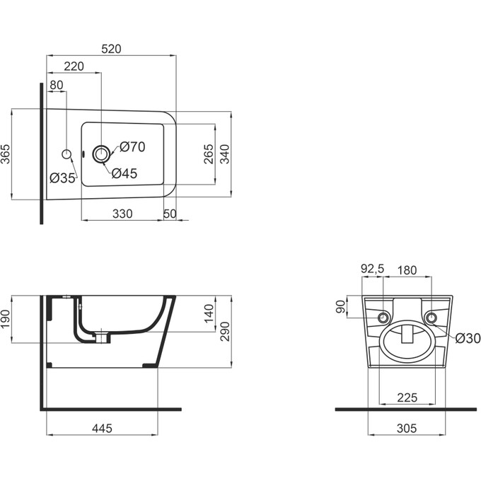 Комплект Qtap Crow QT05335170W47434 (унитаз подвесной Qtap Crow Rimless QT05335170W + биде подвесное Qtap Crow QT05555370W), фото 13