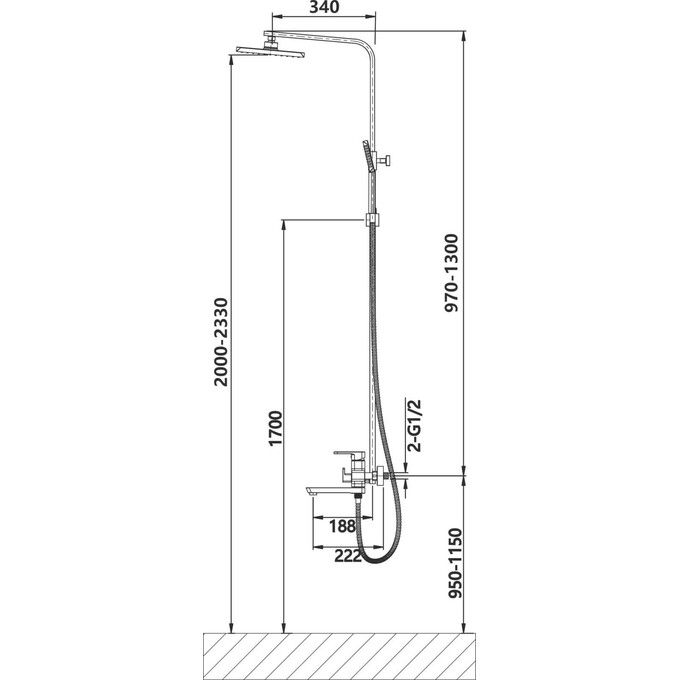 Комплект смесителей 2 в 1 для ванной комнаты Lidz Latwa Chrome LDWAW001CRM4538746364 (LDWAW1030CRM45391 + LDWAW001CRM45387), фото 12