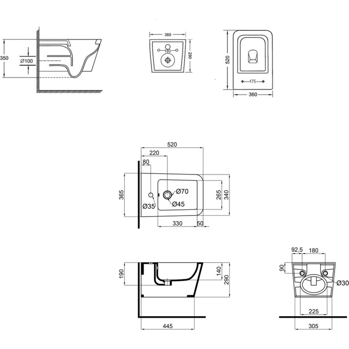 Комплект Qtap Crow QT05335170W47434 (унитаз подвесной Qtap Crow Rimless QT05335170W + биде подвесное Qtap Crow QT05555370W), фото 15