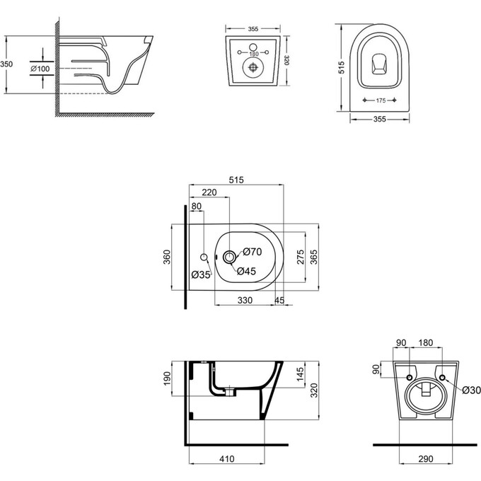 Комплект Qtap Swan QT16335178W47435 (унітаз підвісний Qtap Swan Rimless QT16335178W + біде підвісне Qtap Swan QT16555378W), фото , изображение 17