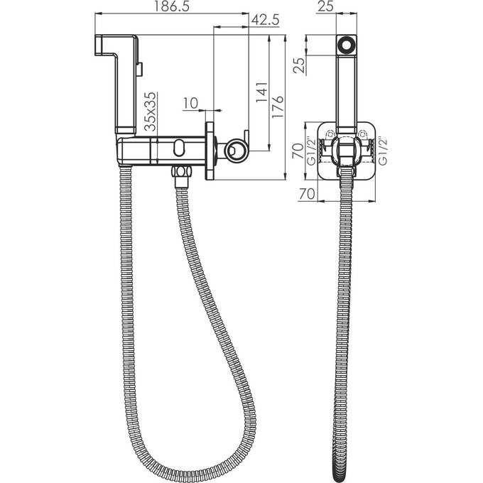 Гигиенический душ со смесителем Imprese Violik Black Matt f03710810AA (черный матовый, скрытого монтажа), Цвет производителя: черный матовый, фото 2