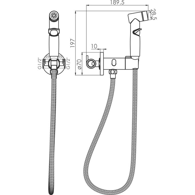 Гігієнічний душ із змішувачем Imprese Kucera Black Matt f03703410AA (чорний матовий, прихованого монтажу), Колір виробника: чорний матовий, фото , изображение 2