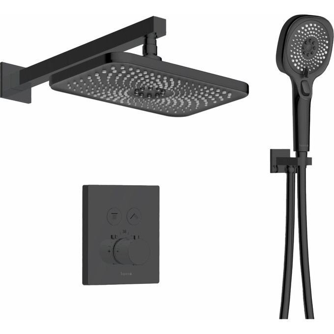 Душевая система с термостатом Imprese Centrum EQ Black Matt V-10301EQ (черная матовая, скрытого монтажа), Цвет производителя: черный матовый, фото 