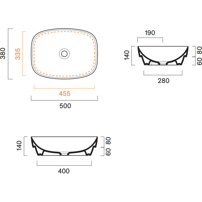 Раковина Catalano Alvea 50 0624500001 (150AGRLX00, 50x38 см, чаша), Доступні розміри: 50 x 38, Колір виробника: білий глянець, фото , изображение 3