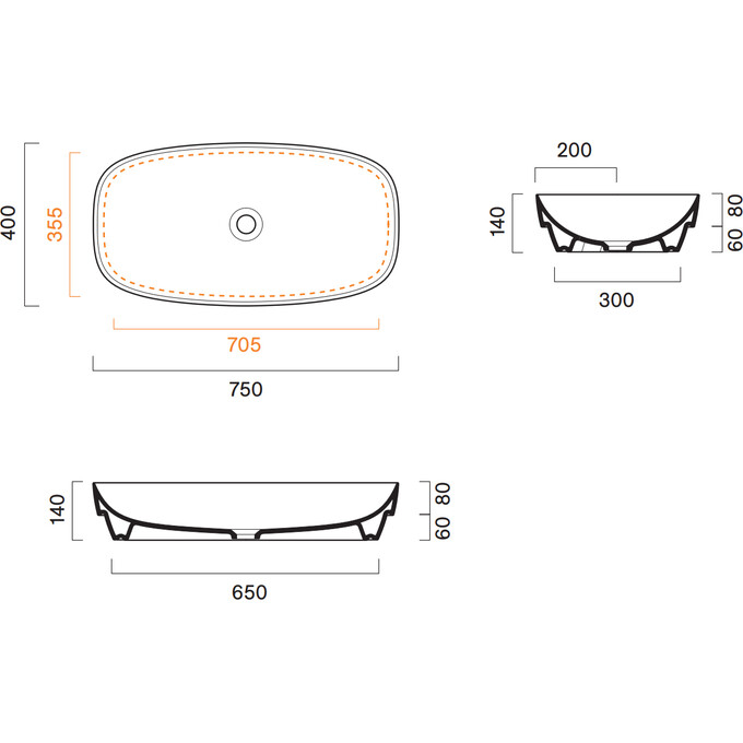 Раковина Catalano Alvea 75 0624750001 (175AGRLX00, 75x40 см, чаша), Доступные размеры: 75 x 40, Цвет производителя: белый глянец, фото 3