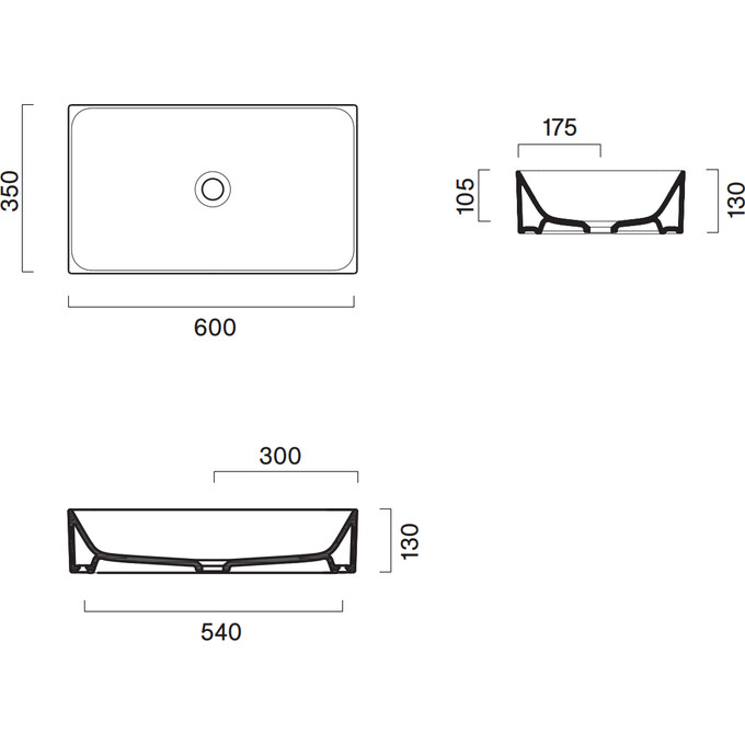 Раковина Catalano Premium 60 0222600001 (16035ZE00, 60x35 см), фото 4