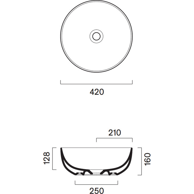 Раковина Catalano Sfera 42 0523430022 (42 см, черная матовая, чаша), фото 3