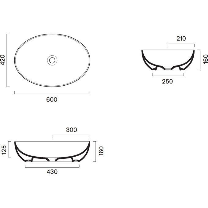 Раковина Catalano Sfera 60 0522600021 (60x42 см, белая матовая, чаша), фото 2