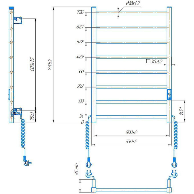 Электрический полотенцесушитель Hygge Family Leeds 6.1.0802.06.WM (530x770 см, белый матовый, с программатором), Доступные размеры: 530 x 770, Цвет производителя: белый матовый, фото 7