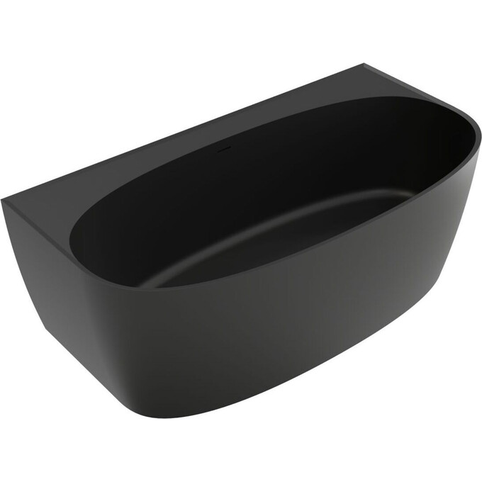 Мраморная ванна Miraggio Anna Miramarble Matt Full RAL 8814310 (160x85 см, черная матовая, пристенная), Технология производства: Miramarble Full RAL, Цвет производителя: черный матовый, фото 