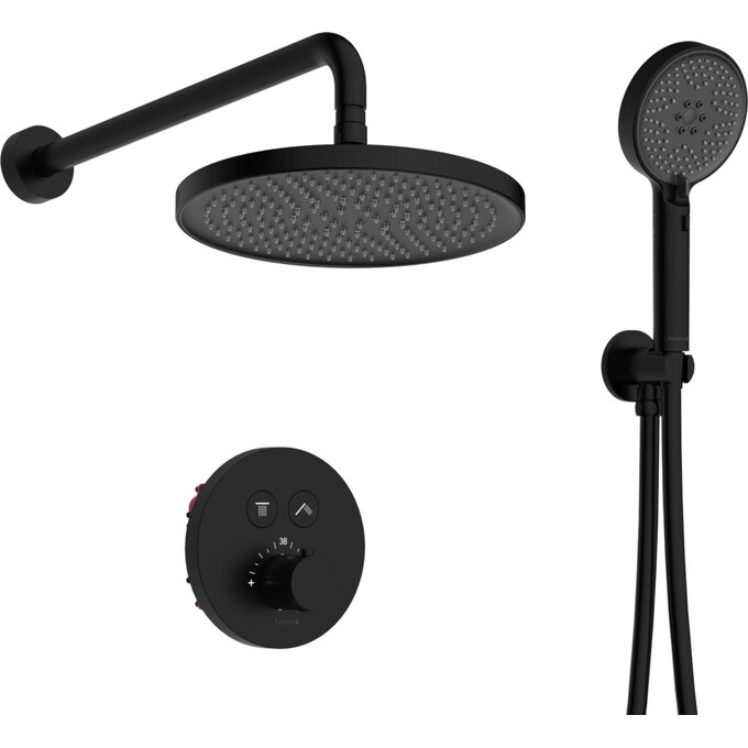Душевая система с термостатом Imprese Centrum ER Black Matt V-10261ER (черная матовая, скрытого монтажа), Цвет производителя: черный матовый, фото 
