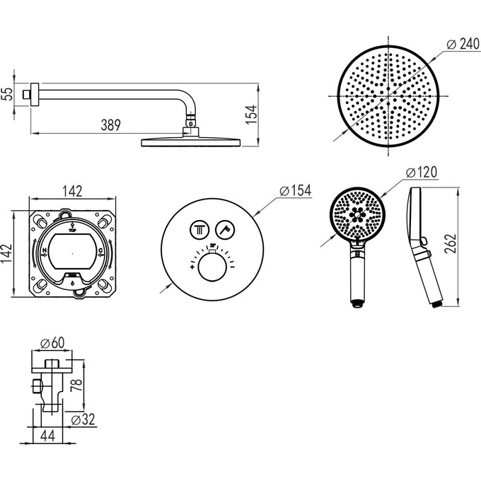 Душевая система с термостатом Imprese Centrum ER Black Matt V-10261ER (черная матовая, скрытого монтажа), Цвет производителя: черный матовый, фото 2