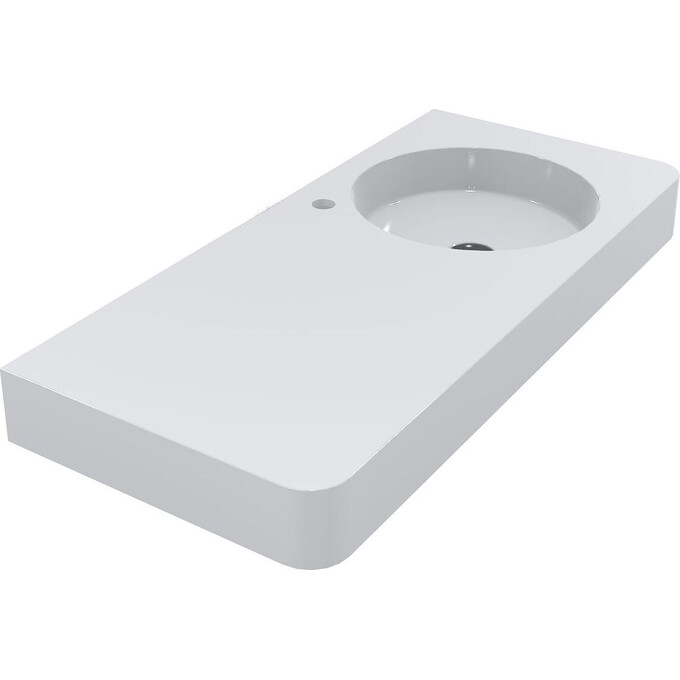 Умывальник-столешница Miraggio Loop 1000 R Miramarble 8814190 (100x45 см, белый глянцевый, с крылом), Доступные размеры: 100 x 45 R, Технология производства: Miramarble, Цвет производителя: белый глянец, фото 