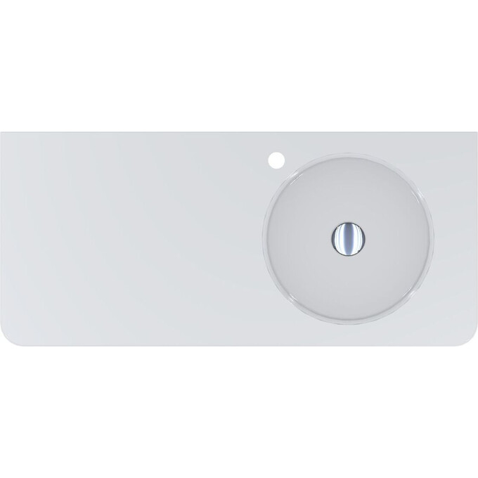 Умывальник-столешница Miraggio Loop 1000 R Miramarble 8814190 (100x45 см, белый глянцевый, с крылом), Доступные размеры: 100 x 45 R, Технология производства: Miramarble, Цвет производителя: белый глянец, фото 3