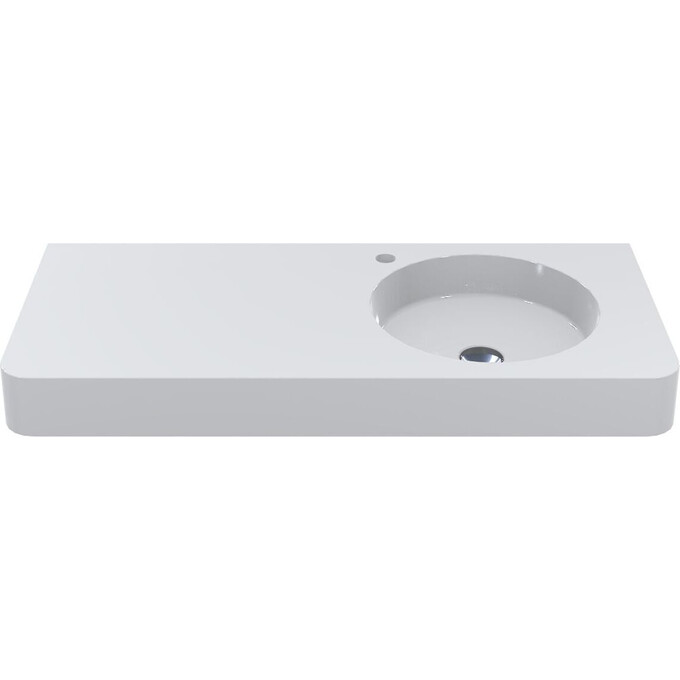 Умывальник-столешница Miraggio Loop 1000 R Miramarble 8814190 (100x45 см, белый глянцевый, с крылом), Доступные размеры: 100 x 45 R, Технология производства: Miramarble, Цвет производителя: белый глянец, фото 2