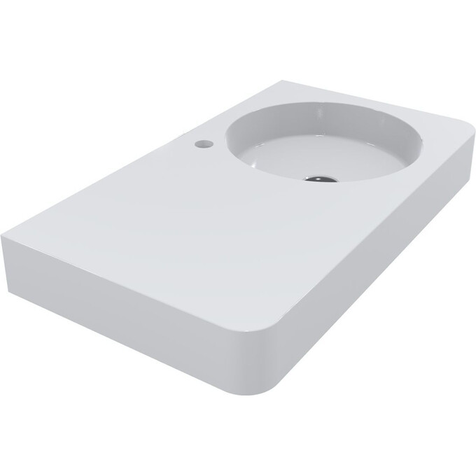 Умывальник-столешница Miraggio Loop 800 R Miramarble 8814187 (80x45 см, белый глянцевый, с крылом), Доступные размеры: 80 x 45 R, Технология производства: Miramarble, Цвет производителя: белый глянец, фото 