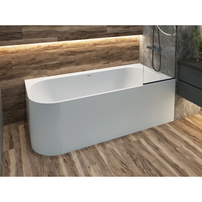 Мармурова ванна Miraggio Maria L Miramarble 8814515 (186x87 см, правостороння), Технологія виробництва: Miramarble, Колір виробника: білий глянець, фото , изображение 2
