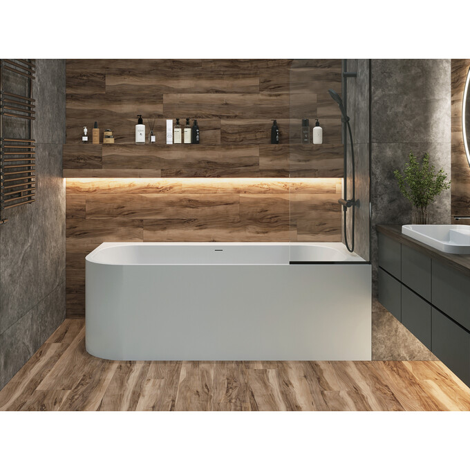 Мармурова ванна Miraggio Maria L Miramarble 8814515 (186x87 см, правостороння), Технологія виробництва: Miramarble, Колір виробника: білий глянець, фото , изображение 4