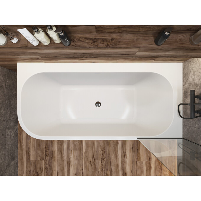 Мармурова ванна Miraggio Maria L Miramarble 8814515 (186x87 см, правостороння), Технологія виробництва: Miramarble, Колір виробника: білий глянець, фото , изображение 3