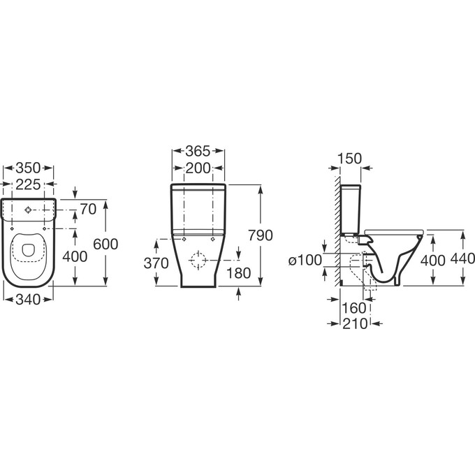 Безободковый унитаз-компакт Roca Gap A34273700H+A341730000 (без сиденья), фото 5