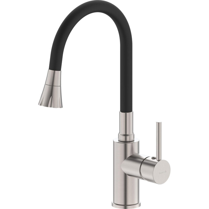 Смеситель для кухни Imprese Argo-S Stainless Steel/Black Matt f03409016ES (нержавеющая сталь/черный матовый, c гибким изливом), Цвет производителя: нержавейка, черный, фото 