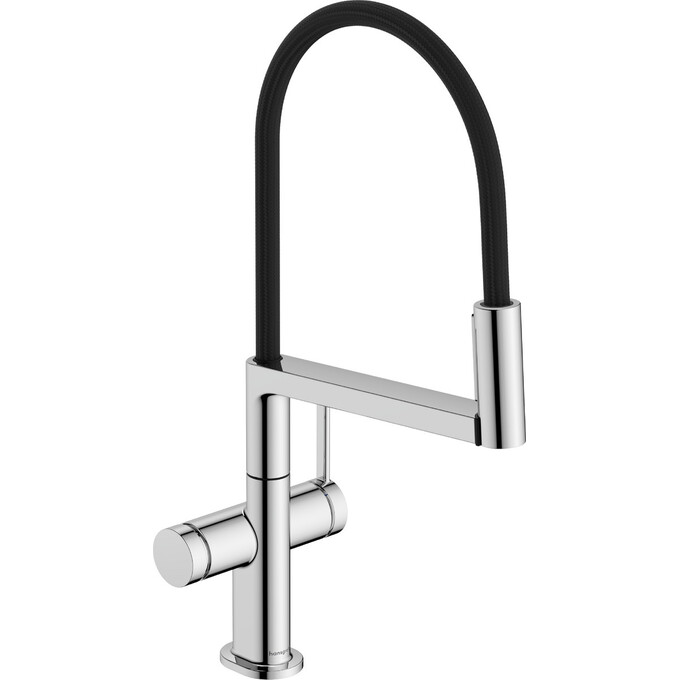 Смеситель для кухни Hansgrohe Talis Select M54 PowderSpray Chrome/Black Matt 72861000 (хром/черный матовый, c гибким изливом), Цвет производителя: черный матовый, хром, фото 
