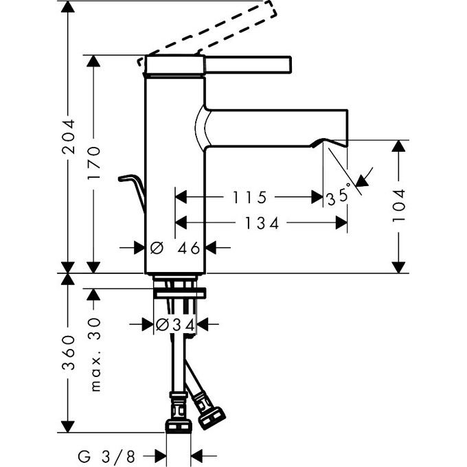 Смеситель для умывальника Hansgrohe Zesis S Black Matt 74720670 (черный матовый, с донным клапаном), Цвет производителя: черный матовый, фото 2